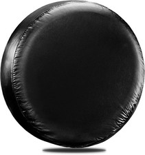 Pu Leather Spare Tire Cover Black Universal Fit For 31-33 Inch Tire Wheel