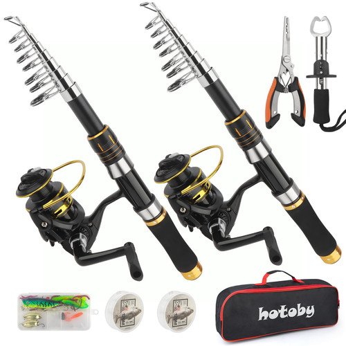 Fishing Pole Combo Set, 2PACK 6.89ft Fishing Rod and Reel Combo, Carbon Fiber...