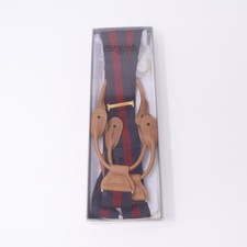 Trafalgar Suspenders Braces Red Navy Striped Grosgrain Leather Button Y Back