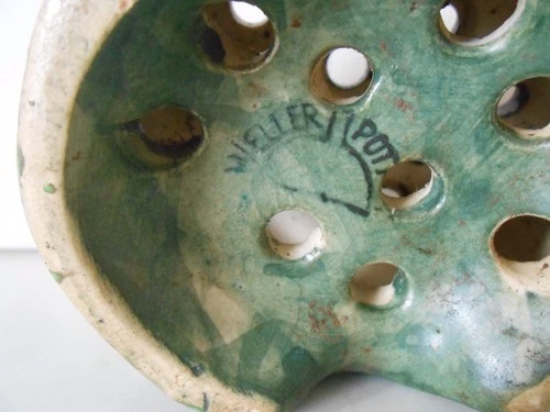 Weller Pottery Vintage Coppertone Flower Frog 10 Hole Ikebana Arts & Crafts Era