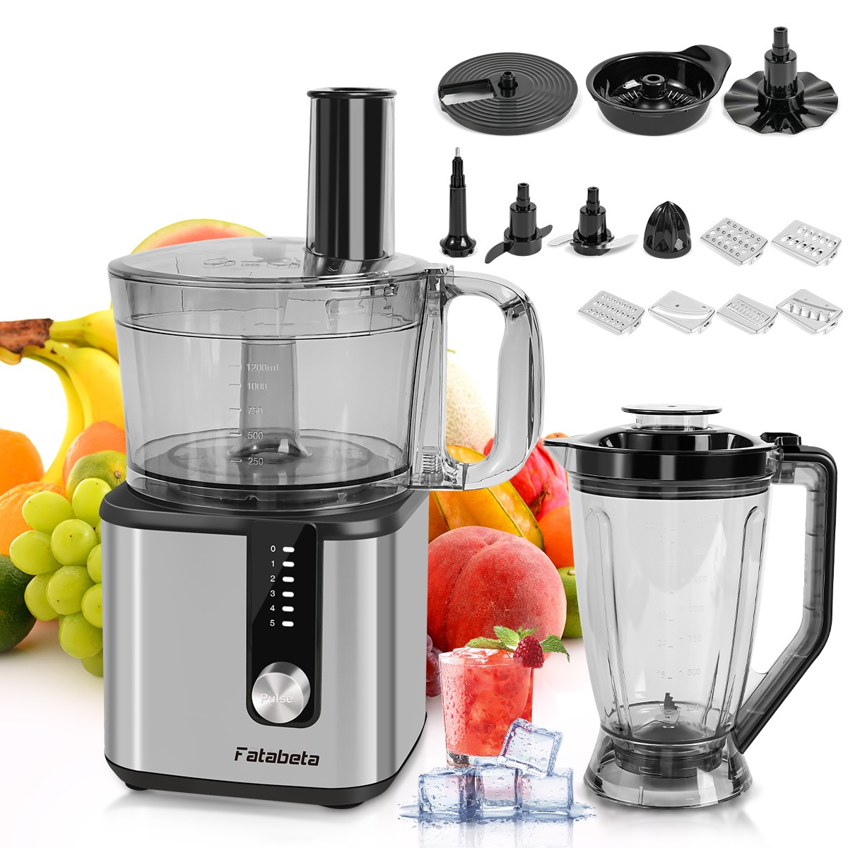 12 in 1 elektrisch Küchenmaschine Profi Standmixer 5 Stufen Teigmaschine Mixer
