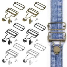 6 Sets Overall Buckles Replacement, 3 Colors 1-1/2" Metal Suspender Buckles,