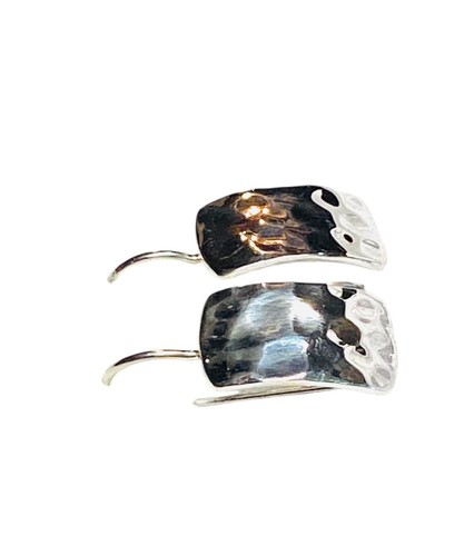 VTG Retired Silpada Sterling Silver Hammered Rectangular French Hook Earrings - Picture 16 of 24