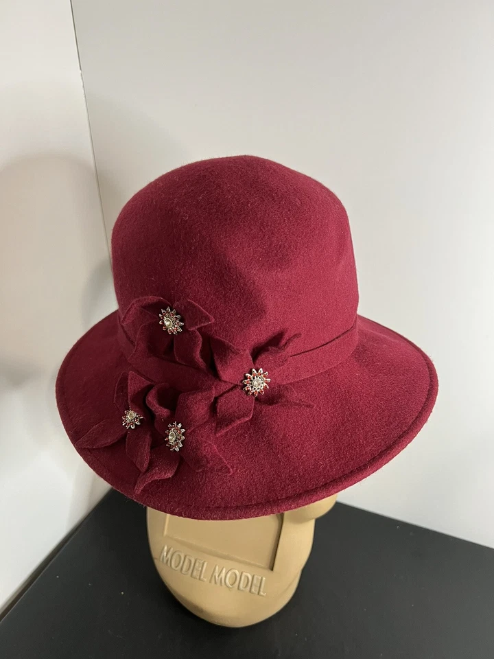 Sombrero vintage Betmar New York rojo 100 % lana T874 Foto 2 de 4
