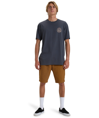 CAMISETA BILLABONG HOMBRE.NUEVA CAMISETA SURF MANGA CORTA ROTOR AZUL MARINO ESTAMPADO TRASERO S25 - Imagen 3 de 7