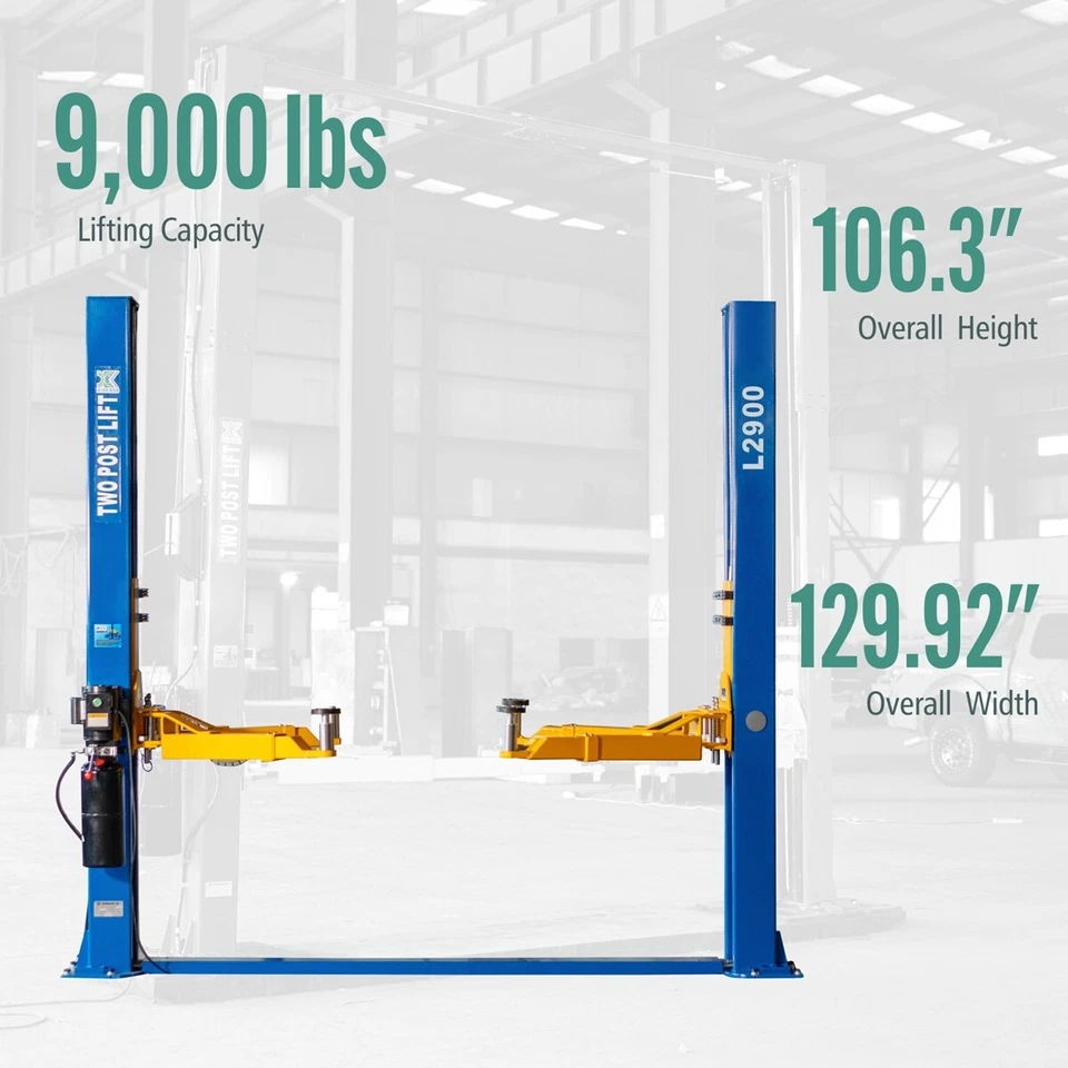2 Post Car Lift 9,000 LB Capacity L2900 Auto Truck Hoist 220 Volt Foto 3 de 4
