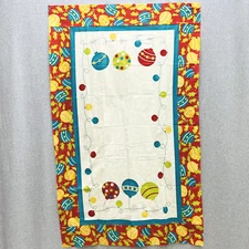 Christmas Unfinished Quilt Top Moda Merry and Bright Blue Border 31 x 50 inches
