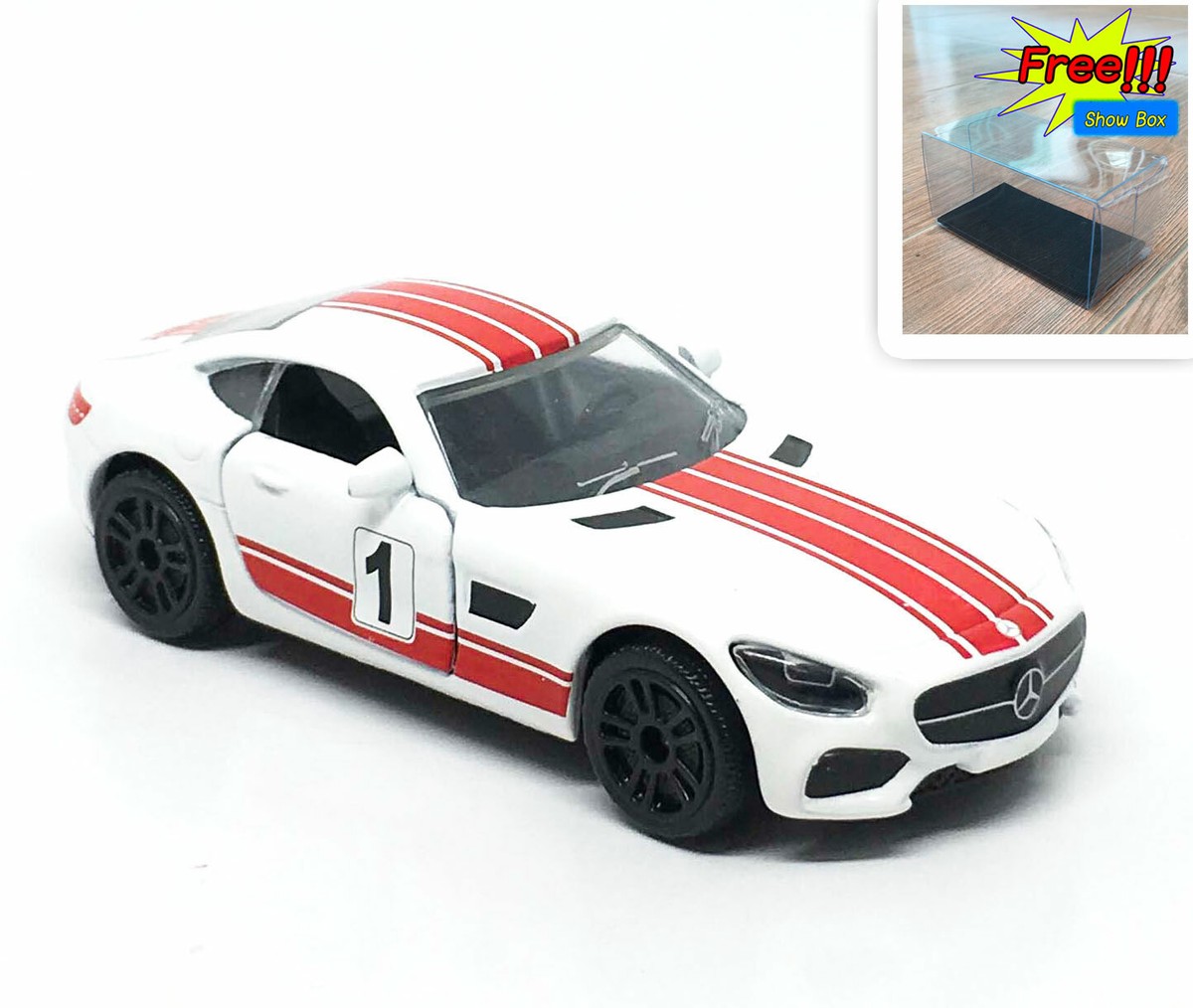 海外限定　majoretee Majorette Mercedes Benz AMG GT no.1 White / Red Stripes 1:60 (3