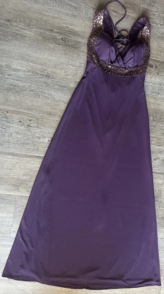 Vestido Granero Colección Largo Formal Púrpura Talla 8 Estilo Elegante Lentejuelas Para Fiesta Foto 3 de 4