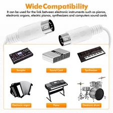 1.5m MIDI 5 Pin DIN Male to Male Music Instrument Keyboard Cable Cord Connector