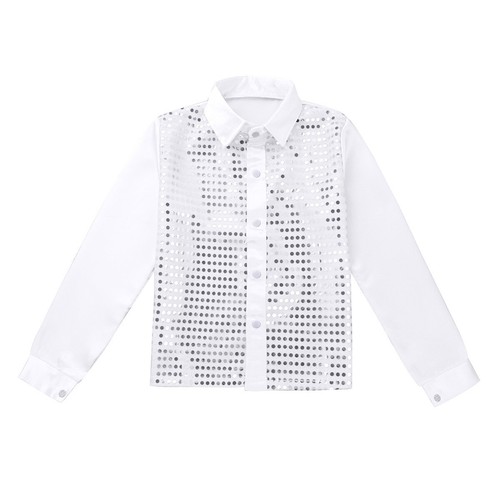 Kids Boys Tee Choir Shirt Stage Jacket Glittery Costume Latin Wedding Sequined - Picture 15 of 84