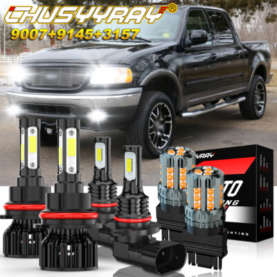 For Ford F150 1999-2003 LED Headlight + Fog Bulbs + Trun Signal Lamps Combo Kit