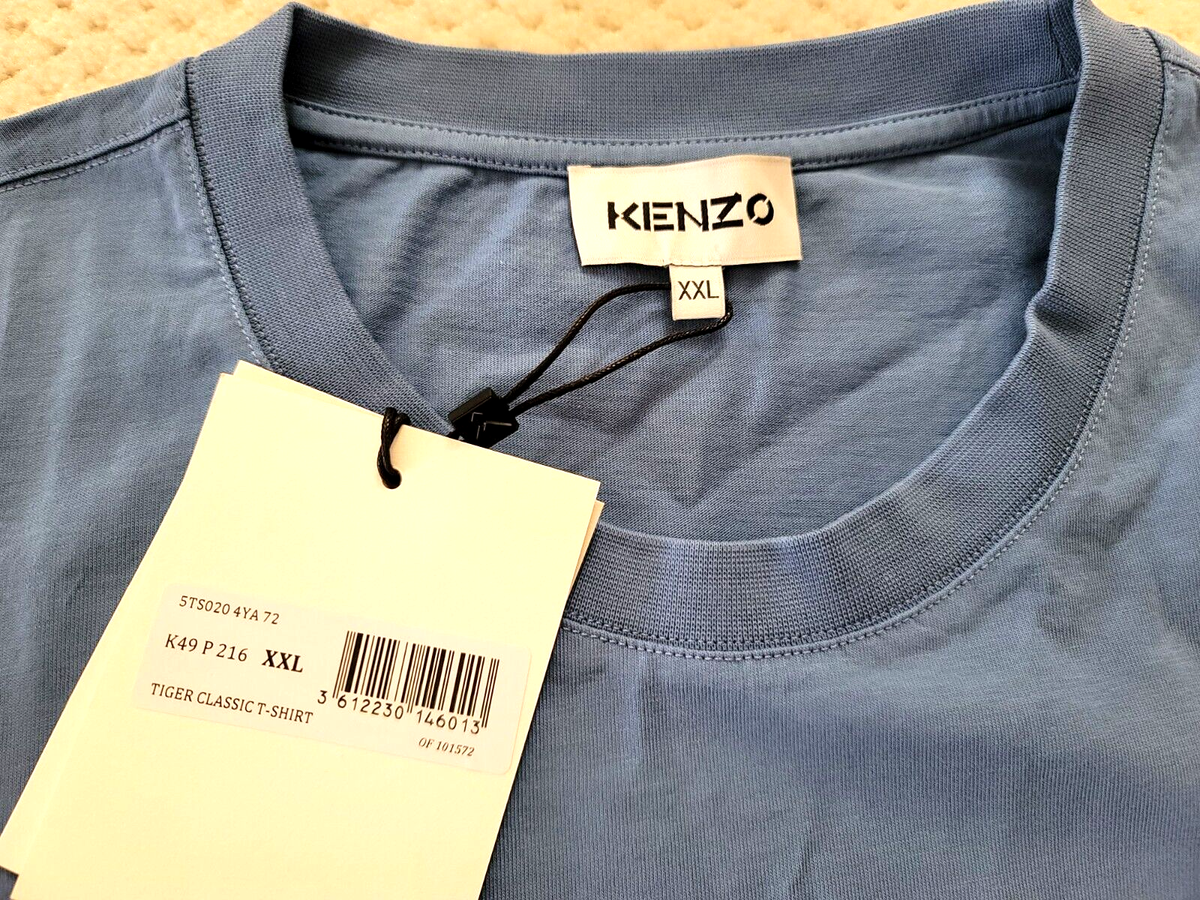 NWT KENZO Tiger Classic Fit Cotton Jersey T-Shirt Portugal Blue