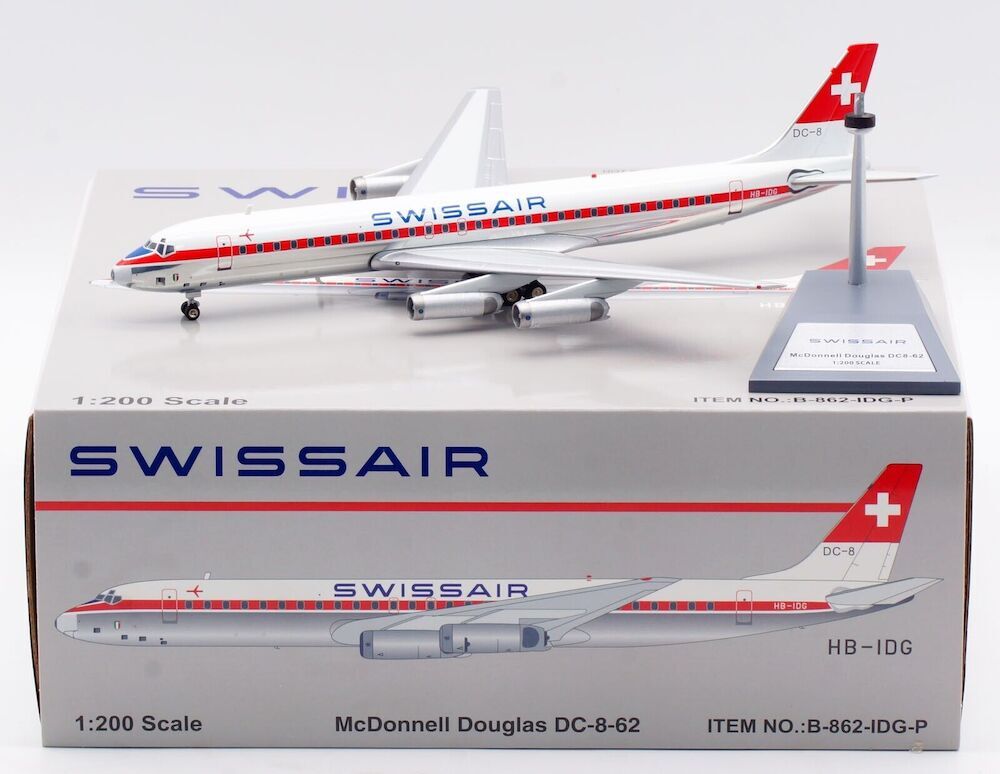 Inflight B-862-IDG-P Swissair Douglas DC-8-62 HB-IDG Diecast 1/200 Jet Model New