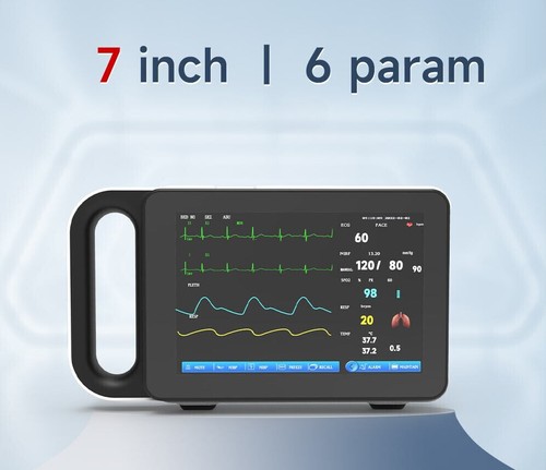 Portable Patient Vital Signs Monitoring 7" ECG/NIBP/TEMP/RESP/SPO2/PR Handheld - Picture 4 of 9