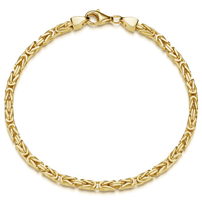 MATERIA Herren Gold Armband Königskette 925 Silber vergoldet 3mm 18-23cm 