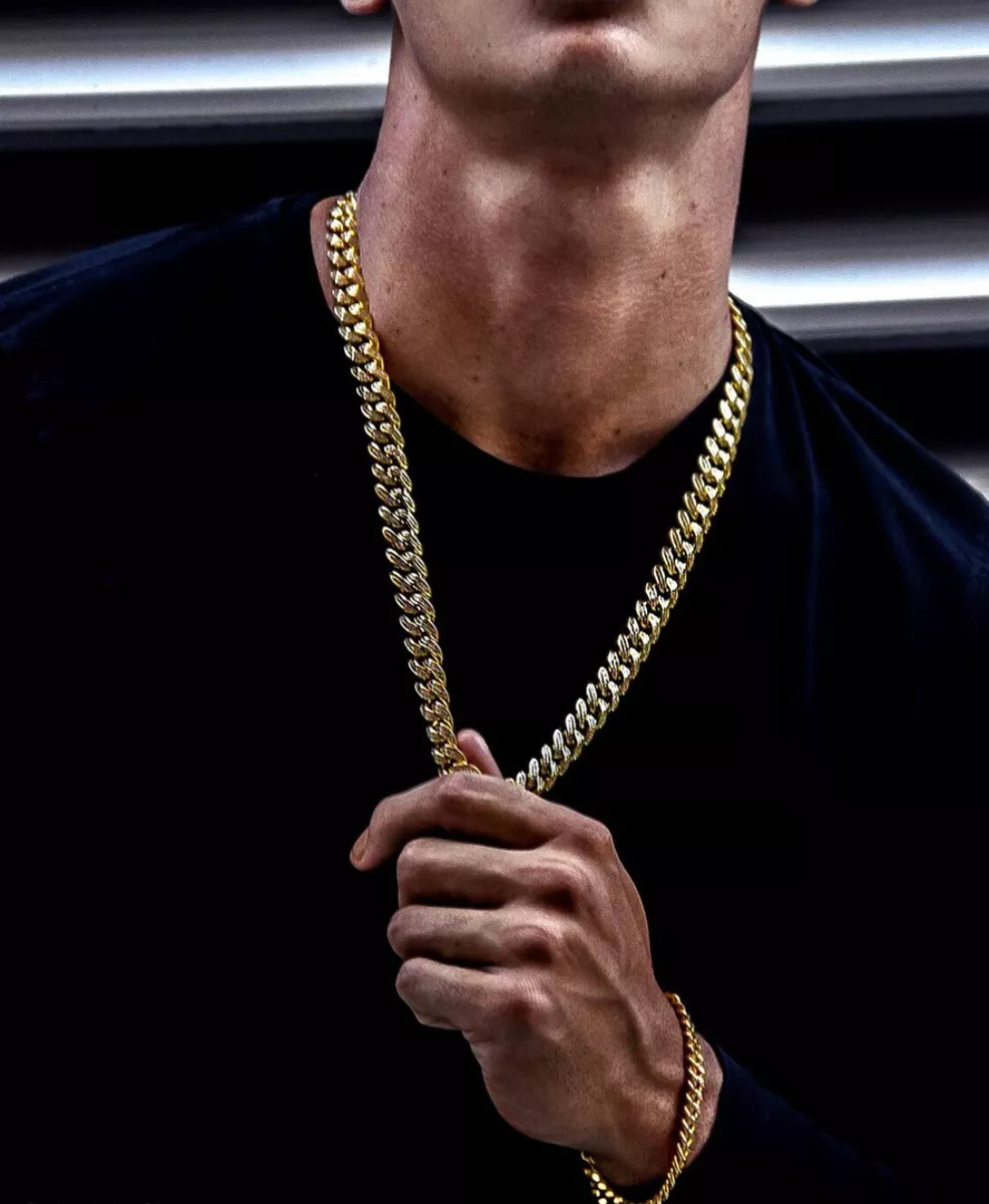 Mens necklace and bracelet set gold cheap