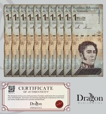 10 x Venezuela 1 Million (1,000,000) Bolivares, DAMAGED/POOR CONDITION banknotes