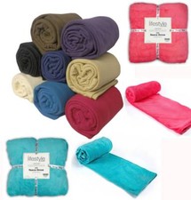 LARGE Fleece Sofa / Bed Throw or Blanket in 9 Colours & 3 Large Sizes