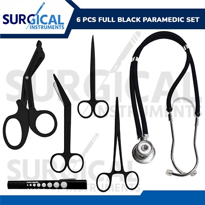 Paramedic Figure 6-Piece Full Black Paramedic Diagnostic Set - EMT ...