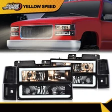 Fit For 1994-2000 GMC C/K Suburban LED DRL Headlights Bumper + Corner Lamps New