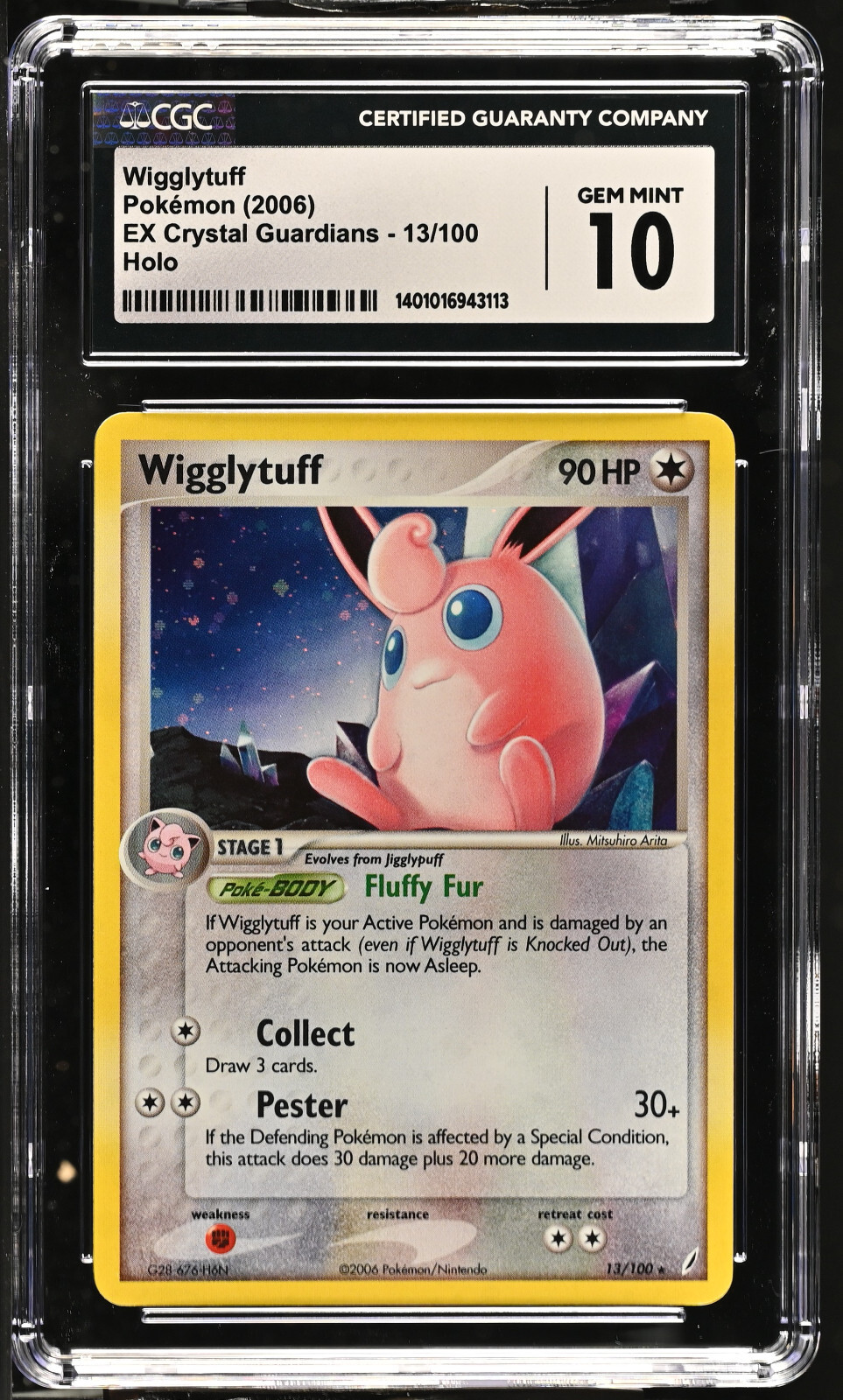 CGC 10 GEM MINT Wigglytuff 13/100 EX Crystal Guardians Holo Pokemon Card