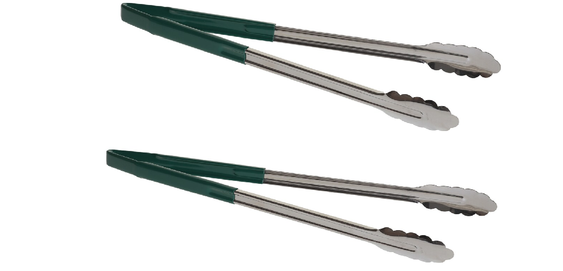 SET OF 2 Tablecraft 3716GEU 16"" Stainless Steel Catering Food Tong Green Handle