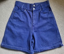 Vintage 90s PS Gitano Cuffed Denim Mom Shorts High Rise - Royal Blue Size 6