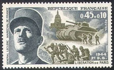 France 1969 WWII/Military/War/Army/Gen Leclerc/Tank/Soldiers/Buildings 1v n41775