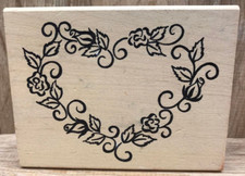 Heart Flower Frame Denami Design Wood Mounted Rubber Stamp 215