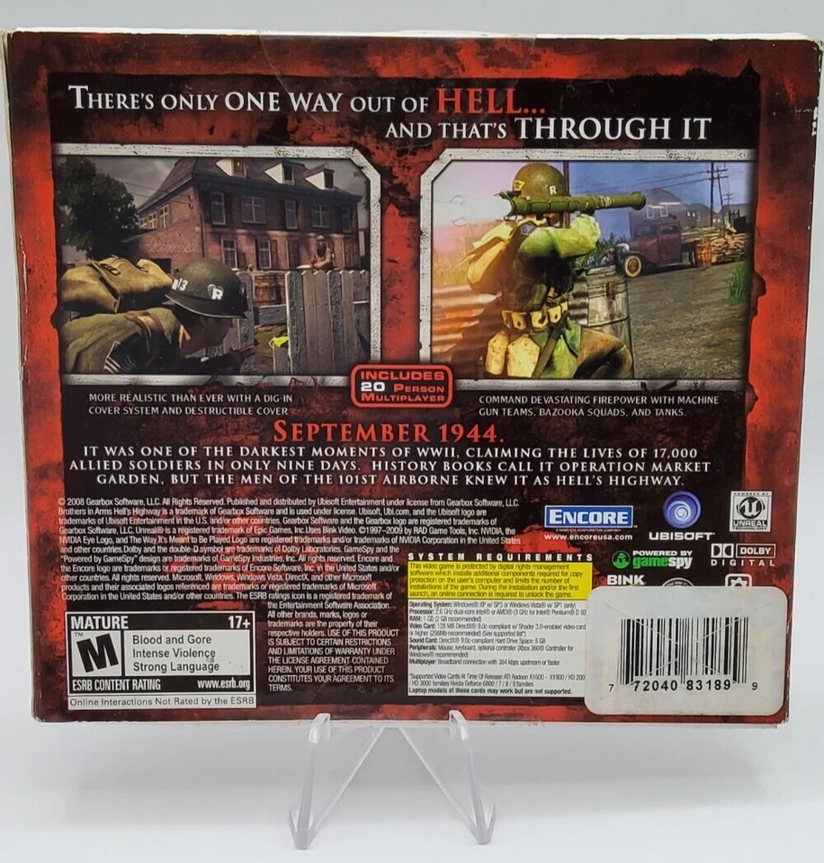 BROTHER IN ARMS Hell's Highway ~ Ubisoft 2009 ~ PC DVD-Rom Game ~ NEW SEALED - Image 3 of 4