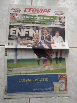 XV DE FRANCE / JOURNAL L'EQUIPE 2 FEBRUAR 2014 / RUGBY LA BELLE VICTORY ''ENDLICH''
