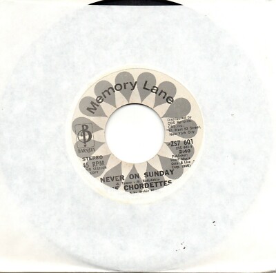 CHORDETTES - NEVER ON SUNDAY / THE EXODUS SONG (PROMO)