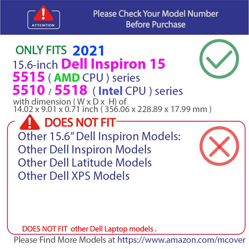 NUEVO estuche rígido mCover® para portátil Dell Inspiron15 5510 5515 5518 2021 15,6" Foto 3 de 4