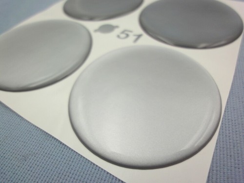 4 Silber Embleme für Nabenkappen Felgendeckel 51mm Silikon Aufkleber 3D 1319 - Bild 2 von 4