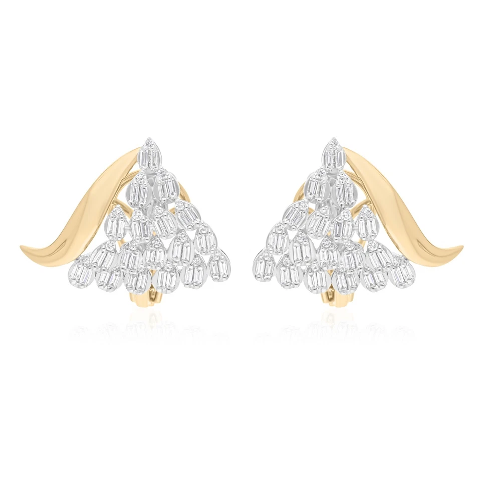 0.80 Ct Lab Grown CVD Baguette Diamond Earrings Women Gift 18k Yellow/White Gold - Image 2 of 4