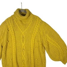 Anthropologie Wishlist Oversized Chunky Cable Knit Sweater Turtle Neck M/L Boho