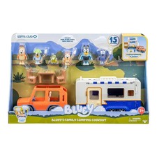 BLUEY'S Family Cookout Camping Playset 15pc Vehicle Caravan Figures Toy NEW
