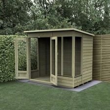 Forest Beckwood Pent Summerhouse 7x5 - Double Door - 4 Windows Garden Shed