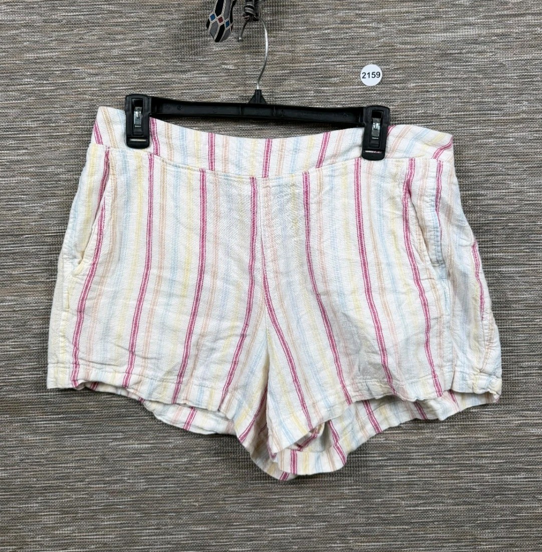GAP Linen Blend Shorts Womens Size L Striped Multicolor Elastic Waist Casual