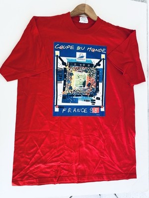 Vintage 90s France Coupe Du Monde World Cup Soccer T-Shirt Red Tee
