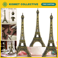 Set of 3 Eiffel Tower Centerpieces - Paris Themed Table Decor, 9.85 Inch Bronze