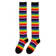 1 Pair Women's Girls Rainbow Over Knee High Stockings Sports Long Thigh Socks