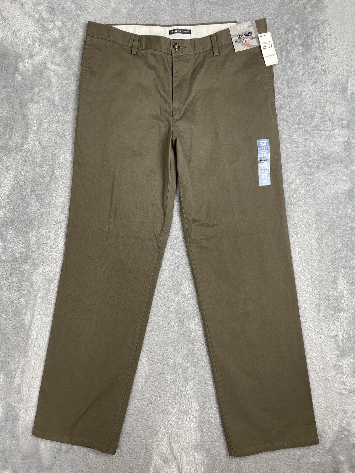 Dockers Easy Khaki Chino Pants Mens 38x34 Brown Straight Fit Flat Front Casual