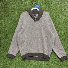 Lambswool Sweater Mens Large Beige Outdoors Jos A Bank Shawl Neck Preppy 90s