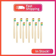 SEVENHEAD 10 PCS Kids Bamboo Toothbrushes Soft Bristles Wooden Toothbrushes, Nat