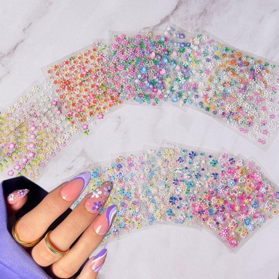 30 Sheet Flower Nail Art Stickers: Spring Summer Design 3D Self-Adhesive Dais...