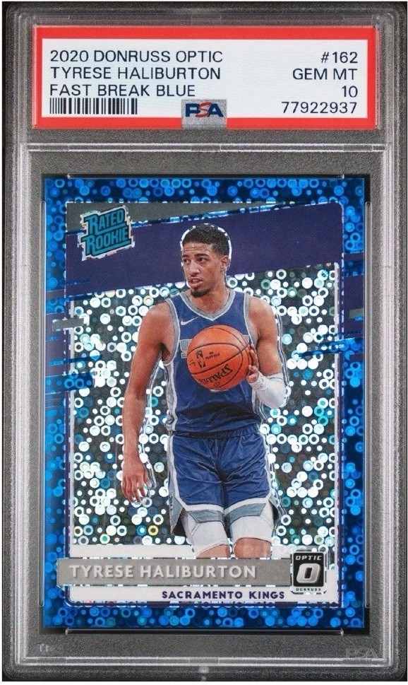 2020 Panini Optic Tyrese Haliburton #162 Fast Break Blue /50 (RC) PSA 10 POP 14