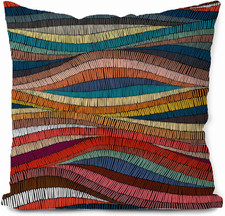 Boho Colorful Pillow Cover 18x18, Abstract Modern Decor Throw Pillow Cover, Bohe