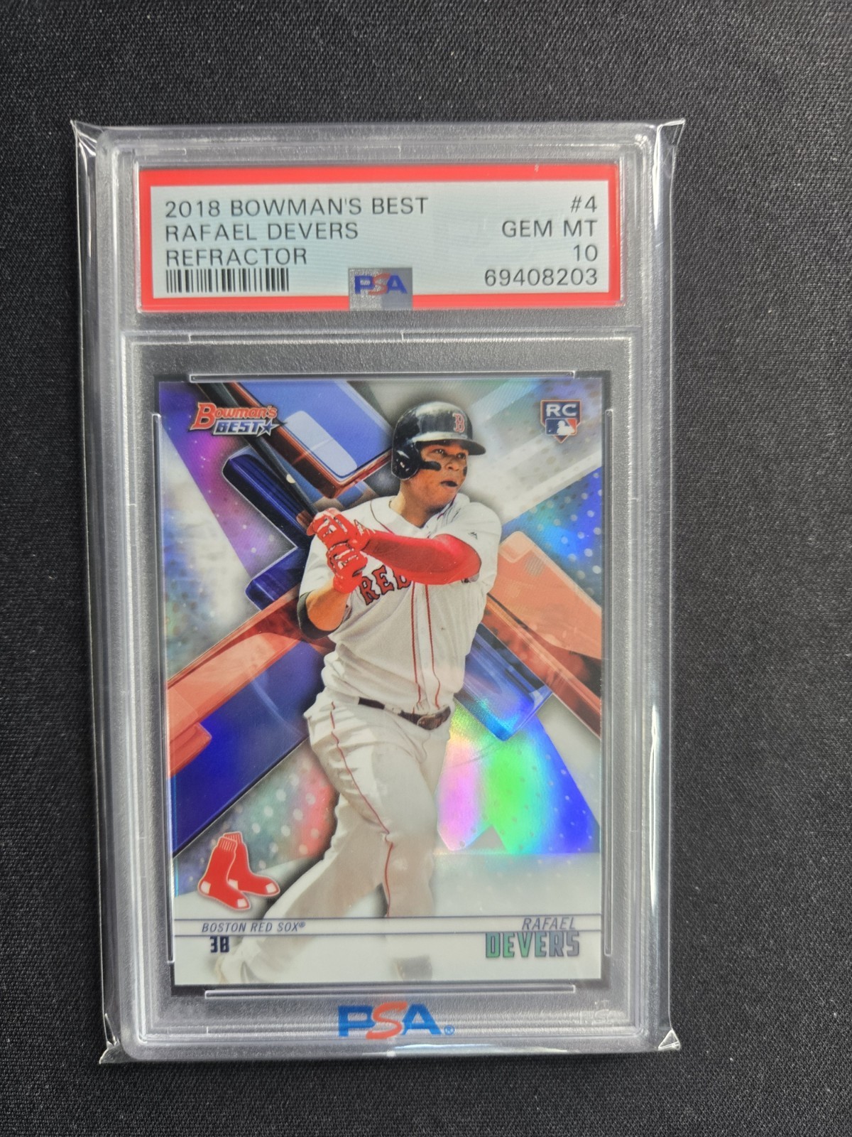 2018 Bowman's Best Baseball Rafael Devers RC Refractor #4 PSA 10 GEM-MT